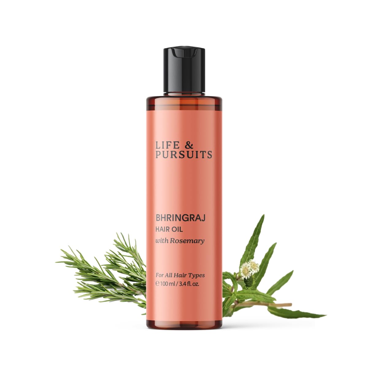 Life & Pursuits Bhringraj Hair Growth Oil 100 ml, Natural Ayurveda Scalp Therapy For Men & Women| Rosemary, Amla, Hibiscus, Tea Tree & Coconut| Reduces Itchiness & Dryness| Nourishes Damaged Hair