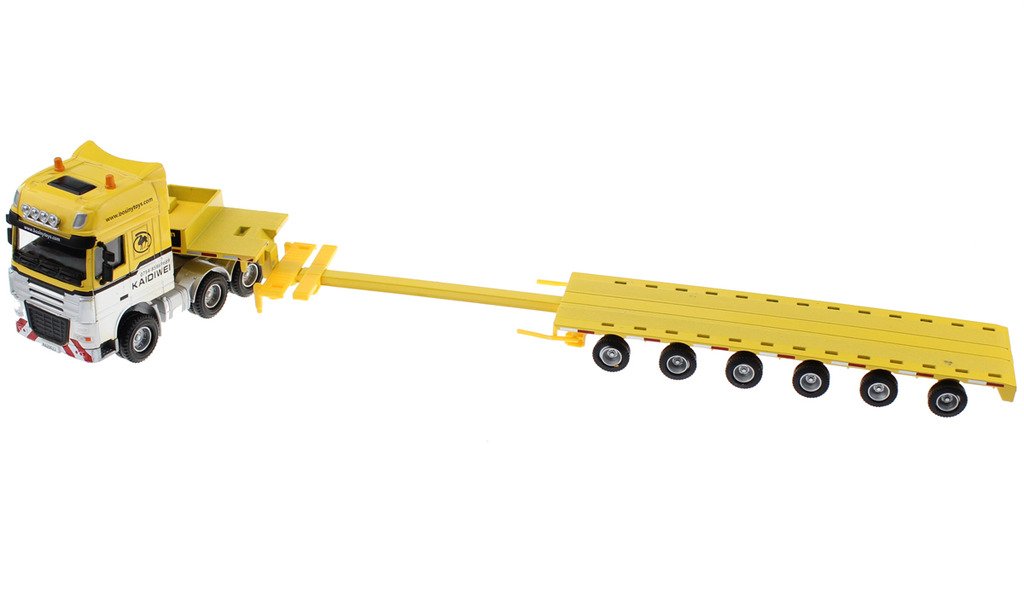 Hugine 1:50 Container Truck Low Bed Transport Vehicle Truck Goods Wagon Lorry Alloy Diecast Model Yellow