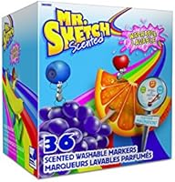 Mr. Sketch 2003992  Scented Washable Markers, Chisel Tip, Assorted Colors, 36 Count