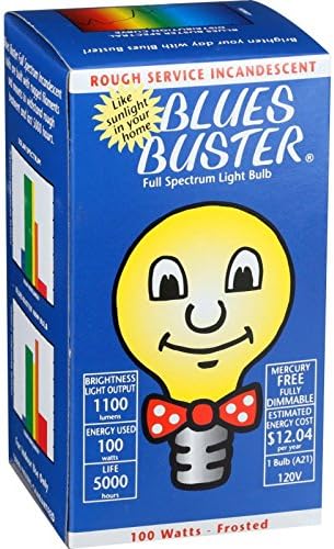 Blues Buster Light Bulb - Full Spectrum - Frosted - 100 Watt Bulb - 1 Count (Pack of 2)