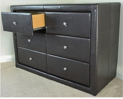 Brown Faux Leather Odessa 6 Drawer Chest Dresser Tallboy Amazon