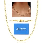 Jewlpire Silver/14K Gold Plated Paperclip Necklace for Women, 3mm 4mm 5mm Necklaces for Women, Women's Paperclip Chain Necklaces 16 18 20 22 24 26 Inch