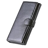 Hoobest Women RFID Blocking Wallet Trifold Leather Clutch Card holder Purse (Black)
