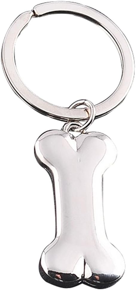Silver Plated Metal Dog Bone Keyring / Keychain / Keyfob