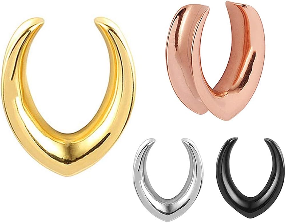 SUPTOP 2pcs 0g Ear Gauges Unique Double Flare Plugs and Tunnels for