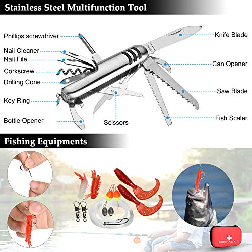 XUANLAN Emergency Survival Kit 13 in 1, Outdoor Survival Gear Tool with Survival Bracelet, Fire Starter, Whistle, Wood Cutter, Water Bottle Clip, Tactical Pen for Camping, Hiking, Climbing - Thumbnail 3