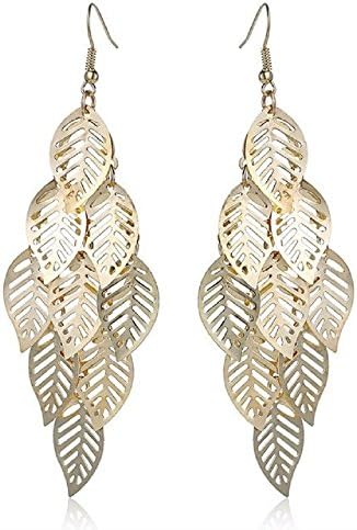 Girl earrings gift leaves earrings Vintage linked Drop Earrings18K gold jewelry