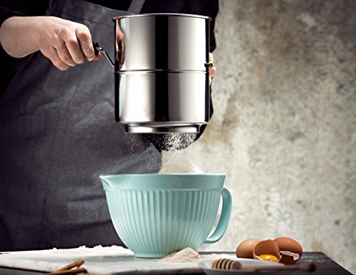 image for ChefGiant Flour Sifter 8 Cup Stainless Steel Rotary Hand Crank, Baking