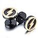Youree Cheater Fake Ear Plugs Gauges Earring for Men Stainless Steel Dot Studs Illusion Screw Tunnel Dumbbell Black Earrings Ear Plugs Women 10mm 18G (ED07) (lightning)