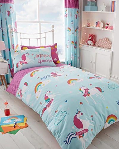 RHW Unicorn Fairytale Kids Duvet Cover Sets Reversible Bedding Sets or Fitted Sheet (Single Duvet Set)