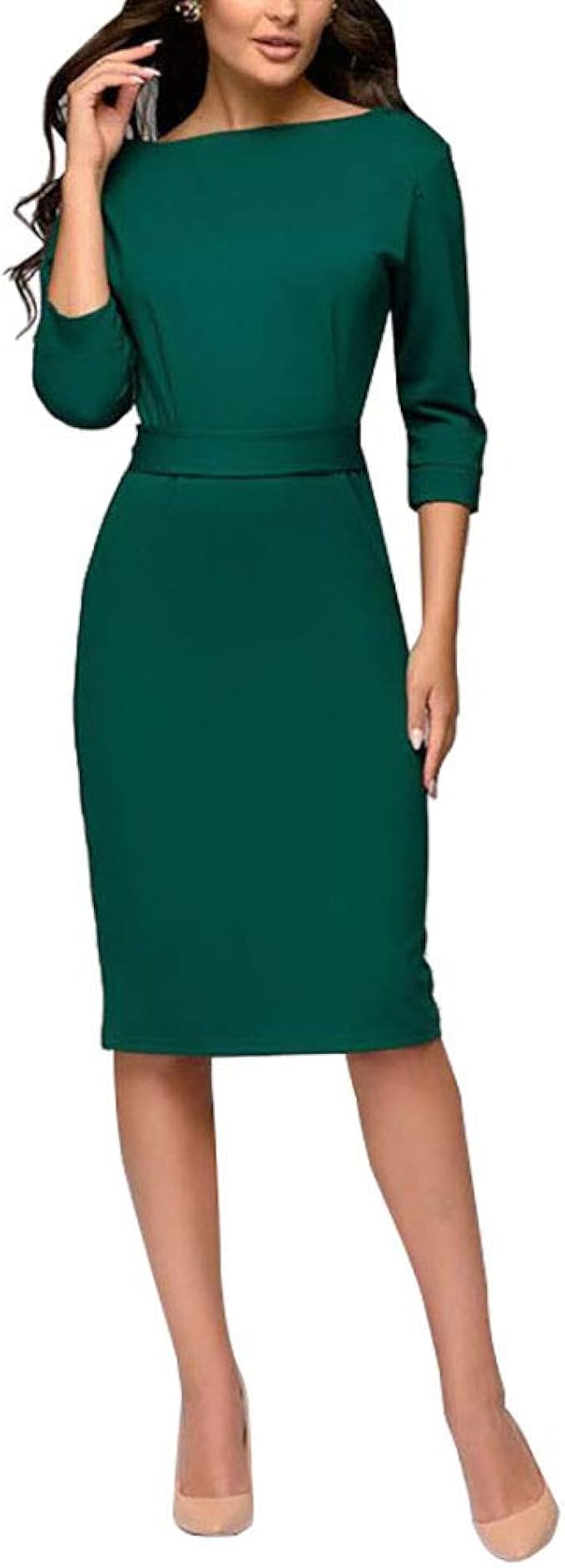 Party Dresses Women's KneeLength Solid Colors 3/4 Sleeves Trendy