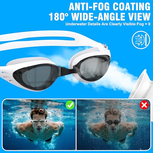 Ambienden Anti-fog Swimming Goggles General | Swimming Goggles Men Women for Adults UV Protection Waterproof | 3D Silicone Seal, Self-Adjusting Nose Bridge