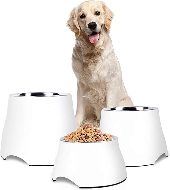LUOWAN Raised Dog Bowl, Dog Feeding Bowls, Feeder for Neck Pressure