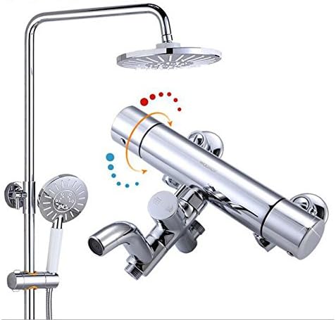 Shower Set Modern Chrome Riser Rail Mixer Round Shower Head Kit For Bath Tap Thermostatic Bathtub Faucets