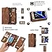 Galaxy S7 Case,S7 Wallet Case,AKHVRS Premium Cowhide Leather Wallet Cover Case - Large Capacity zipper Wallet Case Detachable Magnetic Hard Case for Samsung Galaxy S7 (Dark brown)