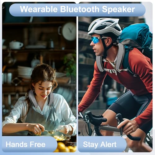 kozyone Neckband Bluetooth Speaker, Portable Wireless Speaker with Built-in Microphone and TF Card Slot, 12-Hour Playtime, 3D Stereo Surround Sound