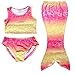 PGXT Girls 3 Pcs Mermaid Tail Rainbow Bathing Suit Swimwear Pink 140CM