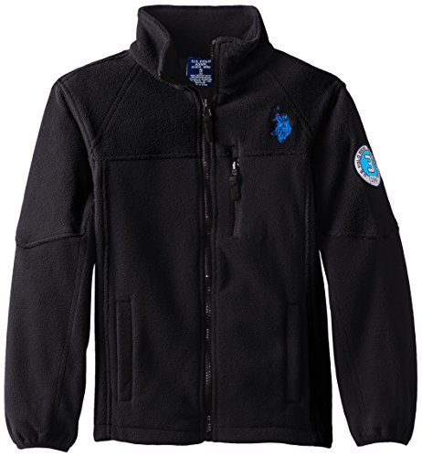 U.S. Polo Association Big Boys  Polar Fleece Jacket with Dewspo Trim, Black/Black, 8