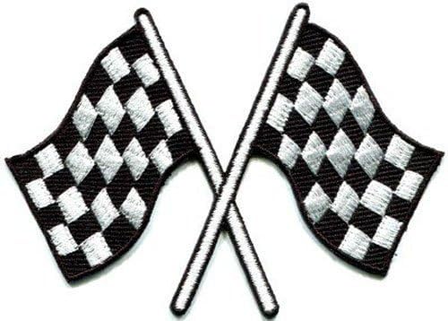3.5 inch Checkered Flag Chequered Auto Car Racing Rockabilly Applique Iron on Patches