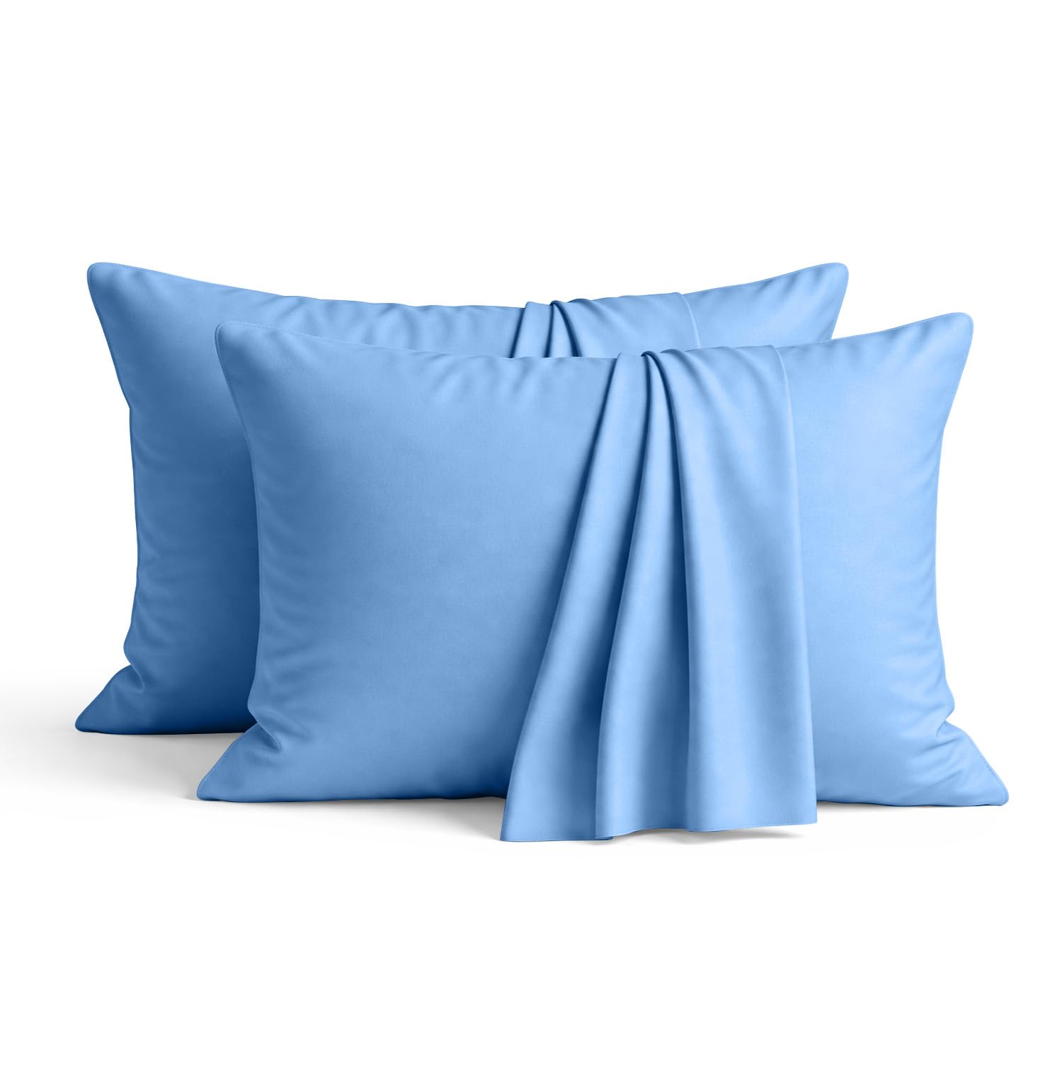 AMEHA 100% Brushed Microfiber Blue Pillow Cases 2 Pack (Pillows Not Included), Super Soft Standard Pillow Cases | Hotel Quality Pillow Covers, 50x75 cm,