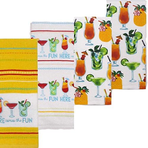 Celebrate Summer Together Here Comes the Fun and Tropical Drinks Kitchen Towel 4-pk.