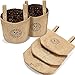 Indoor Garden Grow Bags 1 Gallon - 5 Jute Burlap Bag Fabric Pots - Plant Pot for Container Gardening Outdoor, Growing Plants Indoors, Planting Seeds, Herb Planter, Balcony Planters - Liner + Drainage