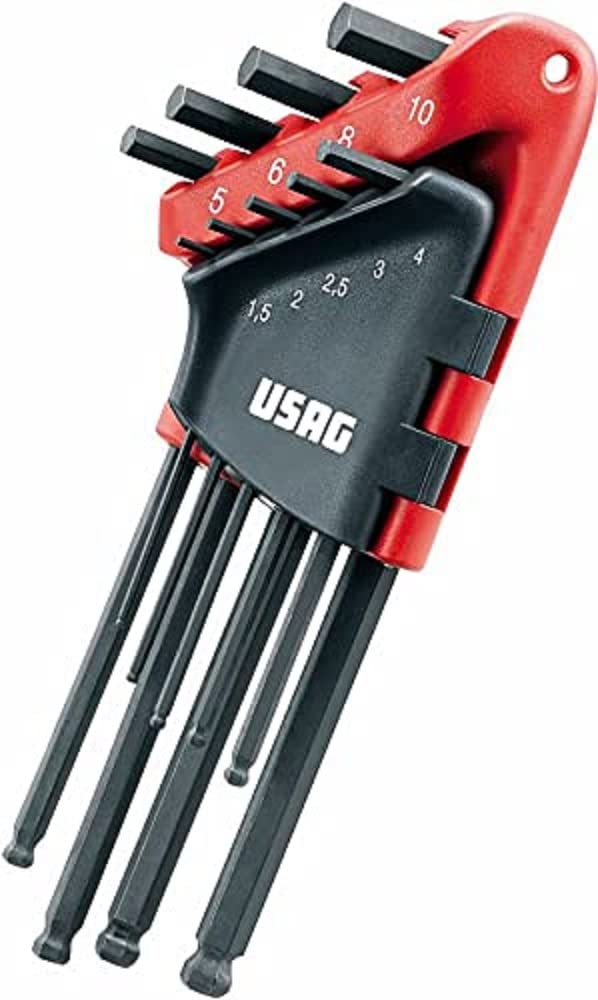 USAG 280 LTS/S9 Set of Nine Long Angled Hexagon Keys with Spherical Head