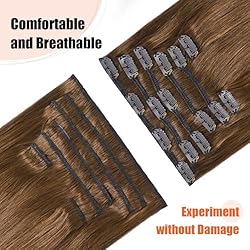 UGOTRAYS Clip in Hair Extensions Chestnut Brown
