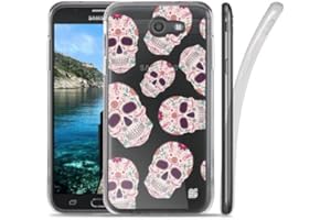 GOLDENBEETLE Soft Flexible [Scratch-Proof] Rubbery TPU Gel Skin Case [Ultra Slim] Cover Compatible with Samsung Galaxy J7 V / J7 Perx / J7 Sky Pro / J7 Prime / J7 Halo (J727) - Sugar Skulls