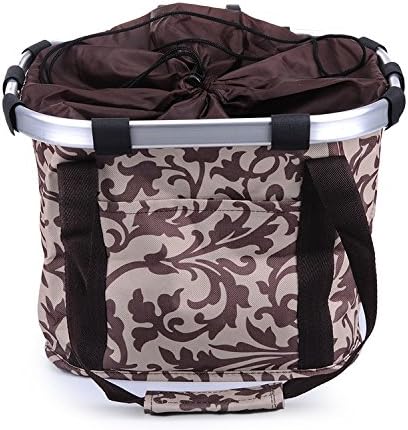 EUBeisaqi Bicycle Pet Carrier Detachable Front Canvas Bike Basket Rectangle Carry Bag with Aluminum Alloy Frame- Coffee