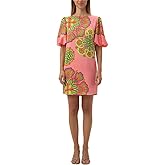 Trina Turk Womens Floral Puff Sleeve Shift Dress