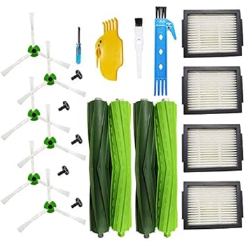 Theresa Hay Replacement Parts Multi-Surface Rubber Brushes Filters Side Brushes Compatible for iRobot Roomba i7 i7+/i7 Plus E5 E6 E7 Robotic Vacuum Cleaner Accessory