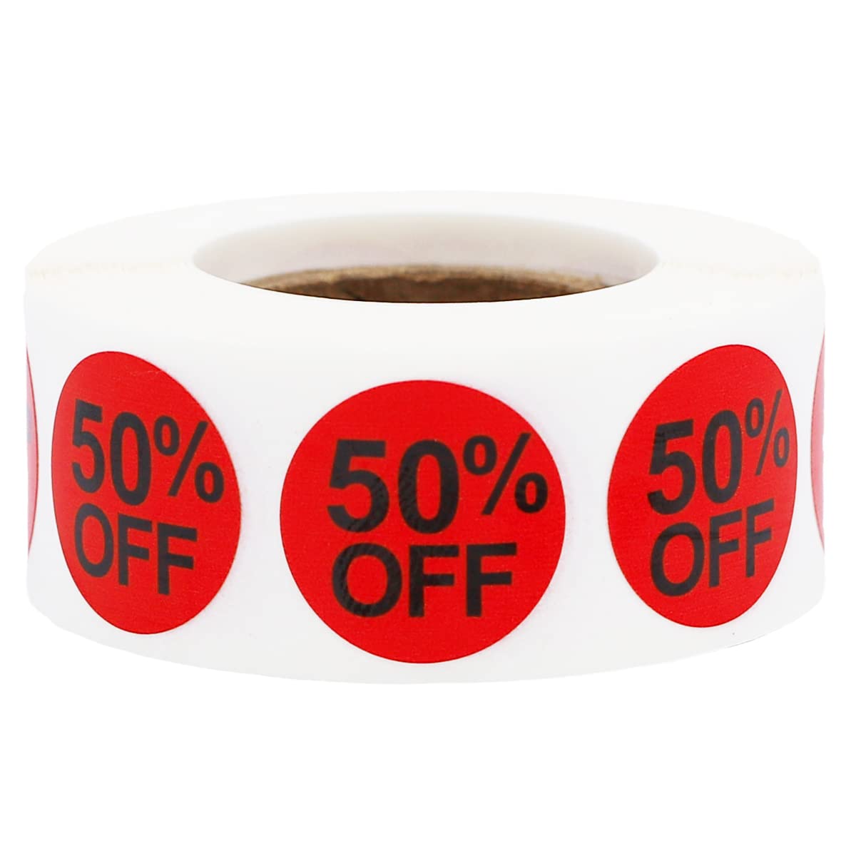 Red 50 Percent Off Labels 19.1 mm 0.75 Inch Round 500 Count