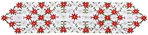 OurWarm Christmas Table Decorations Christmas Table Cloth Red Embroidery Modern Table Runners Xmas Party New Year Decor for Home