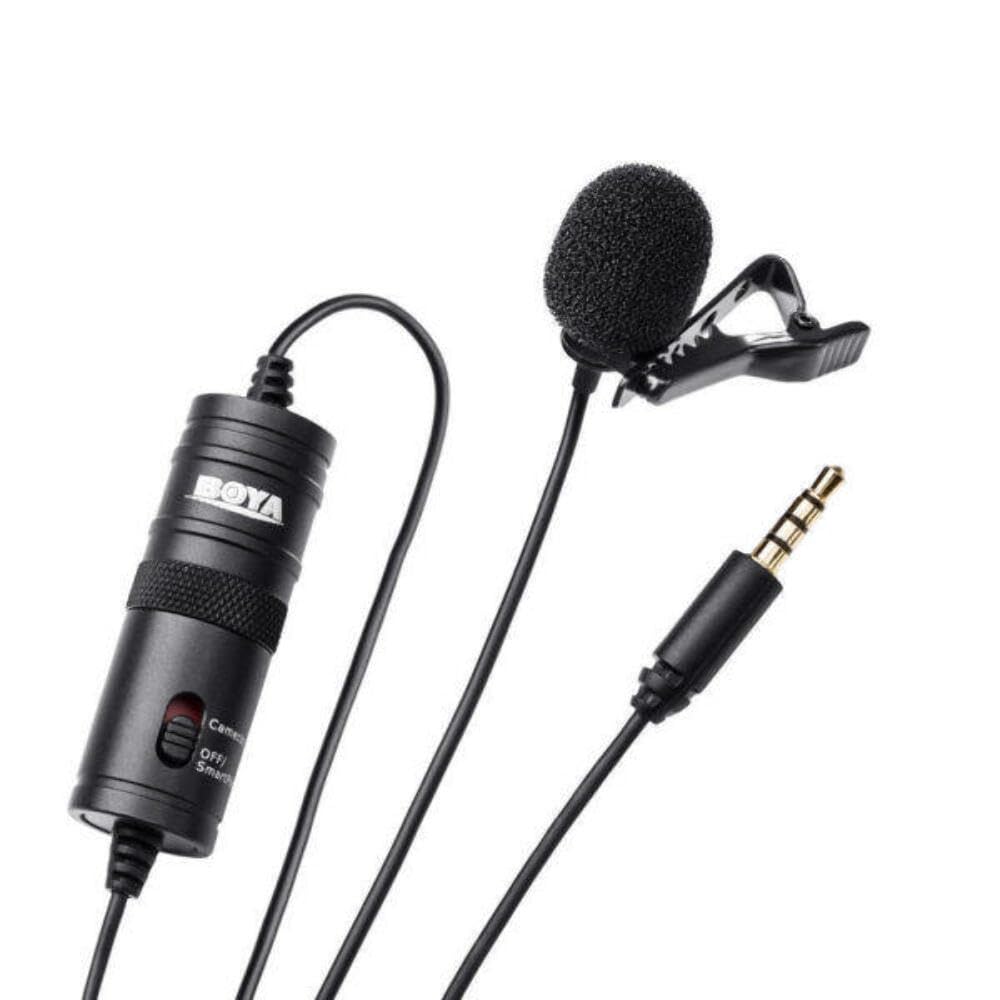 BOYA BYM1 By Shotgun Video Microphone By-M1 Ultimate 3.5mm Lapel Mic Clip-On Video Recording Omnidirectional Condenser for iPhone Android Smartphone Mac Tablet Dslr Camcorder, Black