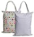 Zippered Hanging Wet Dry Bag with Snap Tote Handle for Reusable Cloth Diapers, Swimsuits, Laundry, Medium