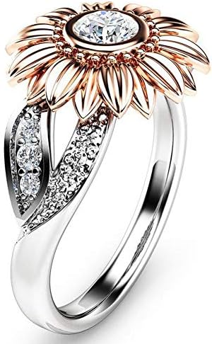 Desirepath Women's Fashion Ring Sunflower Simple and Stylish Ring Alloy Ring