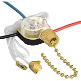 Ceiling Fan Pull Switch Zing Ear ZE-110 3 Wire 3 Way 2 Circuit 4 Position Fan Speed Pull Chain Light Switch Replacement with Pulling String, Brass