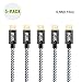 iKits Short Micro USB Cable 0.5ft Nylon Braided High Speed Durable Sync and Charge Cord Compatible with S7, HTC, LG & etc, Metal Plug & Mixed Color Cotton Jacket, USB 2.0 A Male to Micro B [5-Pack]