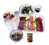 Silicone Stretch Lids Reusable 8 Pack Food Covers, Round, Rectangle, Square Shapes, Platters, Dishes, Bowls, Pots, Containers, Jars, Cans, Cups and Glasses