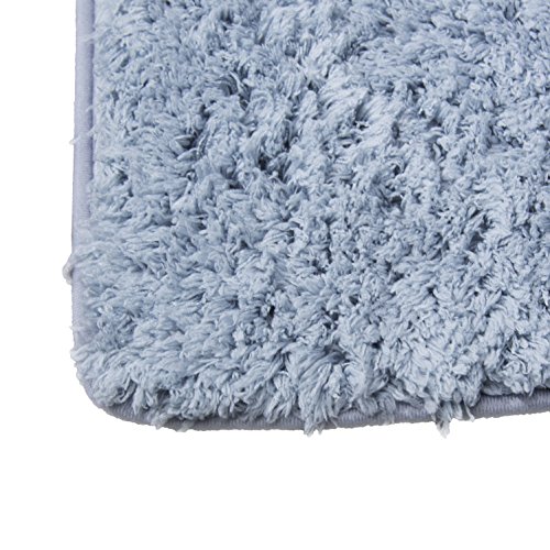 Soft Microfiber Non-slip Antibacterial Rubber Luxury Bath Mat Rug 20"X63" Silver Grey