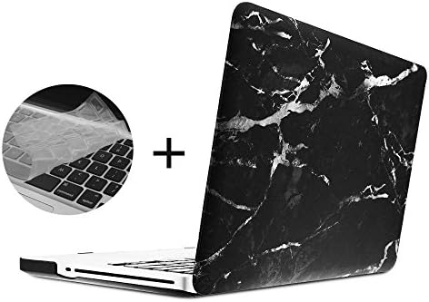2 in 1 Macbook Retina 13 inch Marble Pattern Cover Case, IC ICLOVER Rubberized Ultrathin Plastic Hard Shell and Keyboard Cover for Macbook pro 13.3'' with retina display Model A1425/A1502-Marble Black