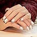 24PCS Matte with Metallic French Acrylic False Fake Full Nail Tip Art White
