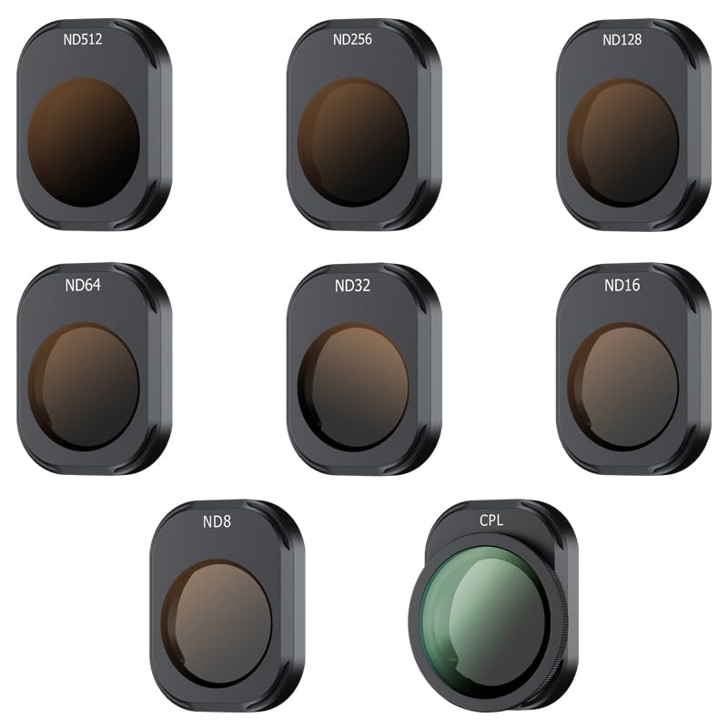 JJC ND CPL Filter Kit for DJI Mini 4 Pro, 8 Pack ND8 ND16 ND32 ND64 NND128 D256 ND512 Neutral Density Fixed Filters CPL Polarizer, Multi Coated Portable ND Filter Mini 4 Pro Drone Accessories