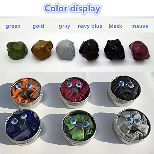 Graces Dawn 6 set Magnetic Putty Slime Super Stress Reliever Infused With Iron Relaxing Fun A set of A set of 6 boxes, 6 colorsï¼ˆgold,red,green,gray,navy blue,black,mauve) once to meet all