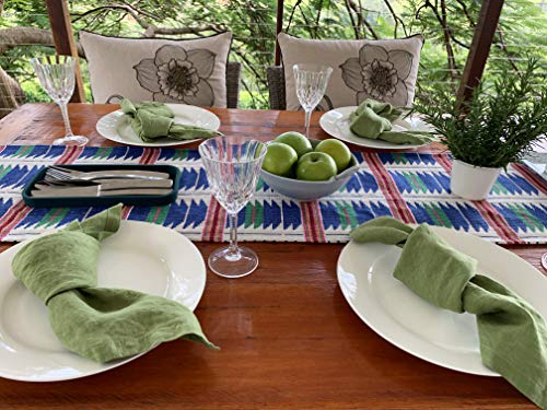 Eight Owls Linen Napkins –100% French Flax – Stonewashed Pure Linen Cloth Napkins - Size 18 Inch x 18 Inch – Set of 4 (Pepper Green)