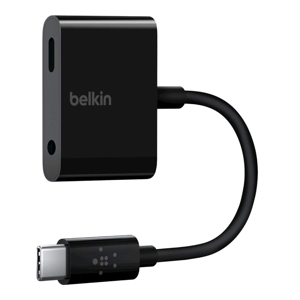 Belkin RockStar 3.5mm Audio + USB-C Charge Adapter (USB-C Audio Adapter for Google Pixel 3/3XL, iPad Pro, Samsung Galaxy S20/S20+, S20 Ultra, Note 10/10+, S10/S10+ and others) , Black