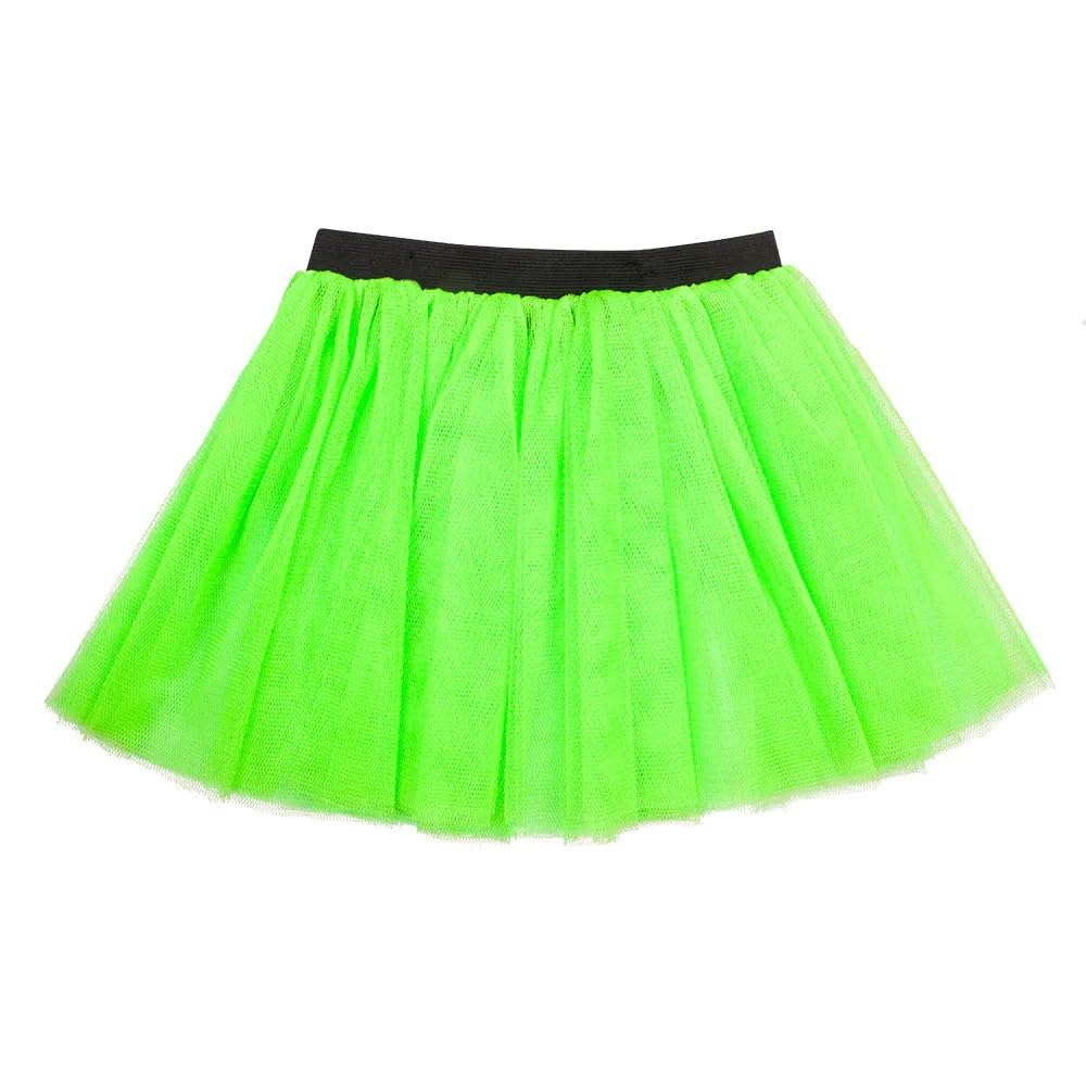 Boland - Adult Tutu Stretchy Elastic Waistband Mini Skirt Underskirt Costume Carnival Theme Party Neon Green