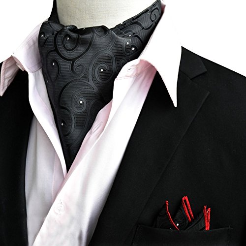 Men s cravat pocket square set ascot tie self paisley w…