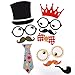 iFun iCool Photo Booth Props Diy Kit For Birthday Party, Pack Of 31,Various Colors Of Mustache,Glasses,Frames,Ties,Lips,Crown,Pipe,Eyes,Hat and Happy Birthday Sign